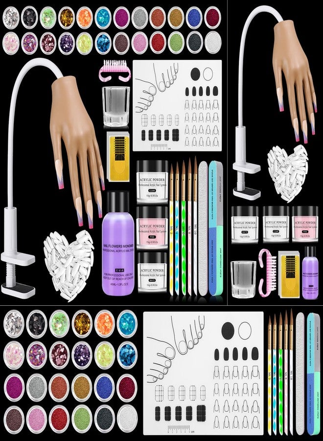 Deciniee Practice Hand for Acrylic Nails Kit: Silicone Hand for Nail Practice with Nail Kit for Beginners - Bendable Training Fake Hand Manicure Acrylic Powder Set for Salon Home - Image 1